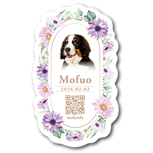 フラワーリースを型抜きしたエレガントなペット名刺