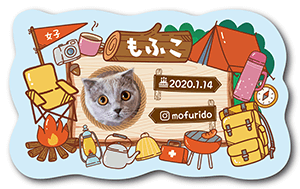 キャンプデザインの型抜きペット名刺