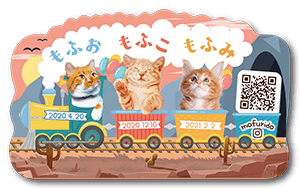 列車ザインの型抜きペット名刺