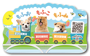 列車デザインの型抜きペット名刺