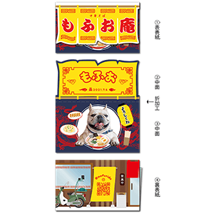 のれんデザインの2つ折り型抜きペット名刺