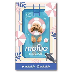 シンプルなプールで泳ぐ犬のペット名刺