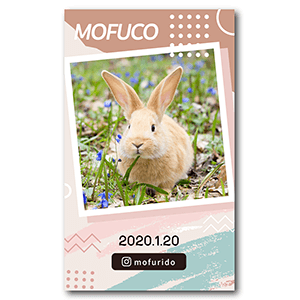 幾何学フレームのうさぎの長方形ペット名刺