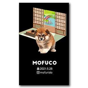 和室背景デザインの長方形ペット名刺