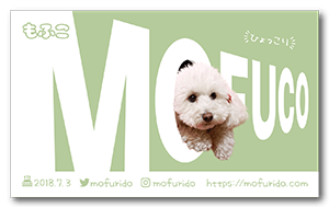 文字の隙間からひょっこり覗く犬のペット名刺