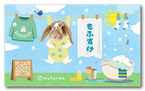 お洗濯デザインの兎のペット名刺