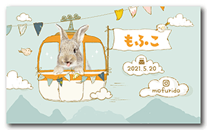 ケーブルカーデザインのうさぎの長方形ペット名刺