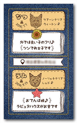 ペット名刺の裏面画像