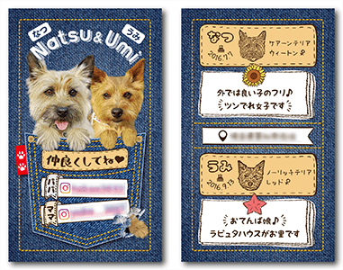 犬（多頭飼い）のペット名刺