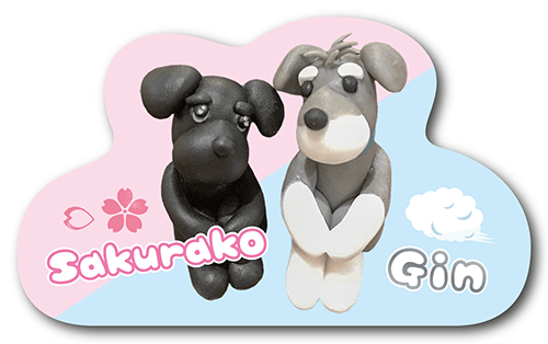 2頭の型抜きペット名刺画像