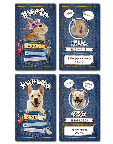 犬とうさぎ2種類のペット名刺