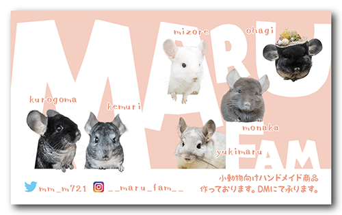 長方形ペット名刺の表面画像