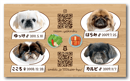 長方形ペット名刺の裏面画像