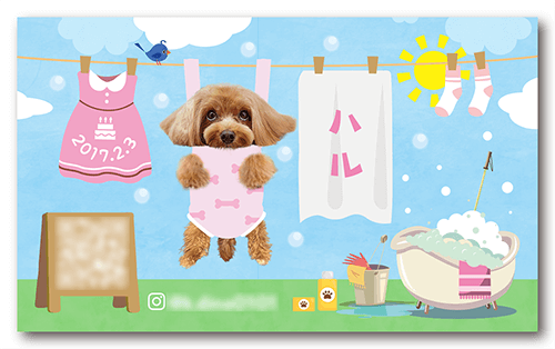 犬（多頭飼い）の長方形ペット名刺画像