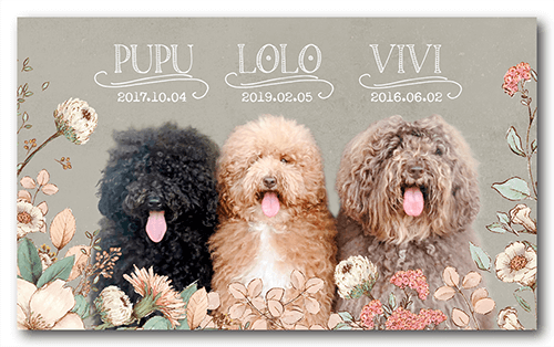 犬（多頭飼い）の長方形ペット名刺画像