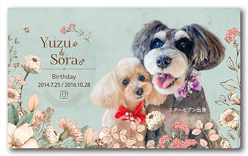 犬の長方形ペット名刺画像