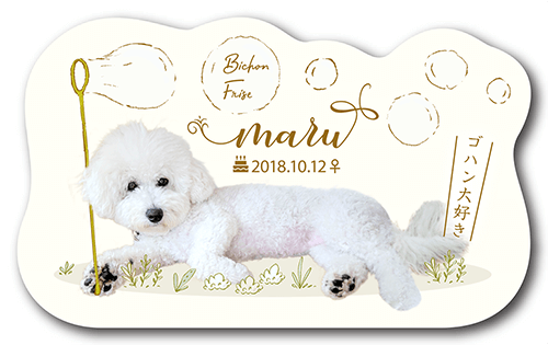 型抜きペット名刺の表面画像