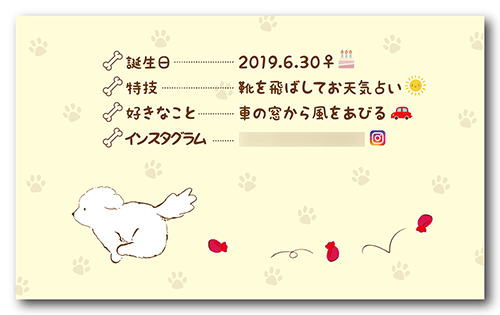 長方形ペット名刺の裏面画像