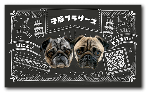 長方形ペット名刺の表面画像