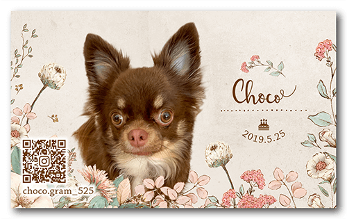 犬の長方形ペット名刺画像