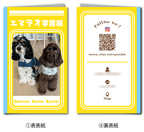 2つ折り型抜きペット名刺の外面画像