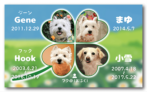 長方形ペット名刺の裏面画像