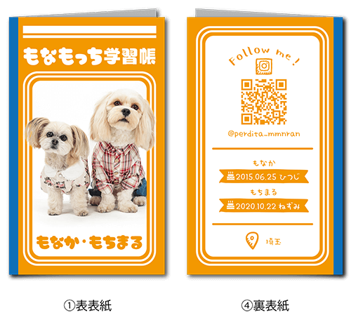 2つ折り型抜きペット名刺の外面画像