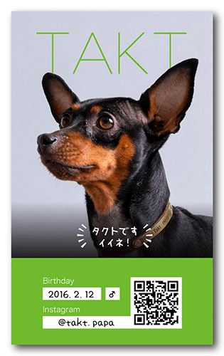 ペット名刺の裏面画像