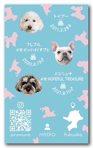長方形ペット名刺の裏面画像