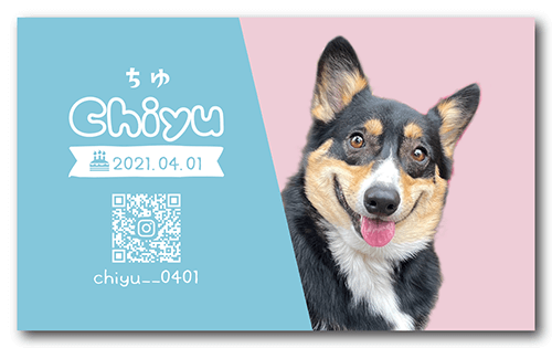 長方形ペット名刺の表面画像