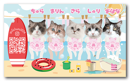 型抜きペット名刺裏面画像