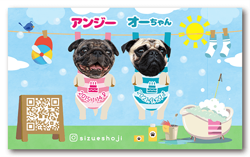 長方形ペット名刺の表面画像