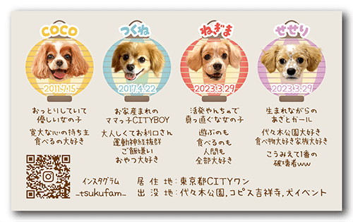 長方形ペット名刺の裏面画像