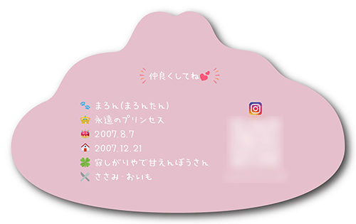 型抜きペット名刺の裏面画像
